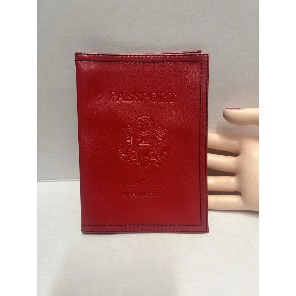 Red‎ Passport Holder Cover United States of America Seal non leather